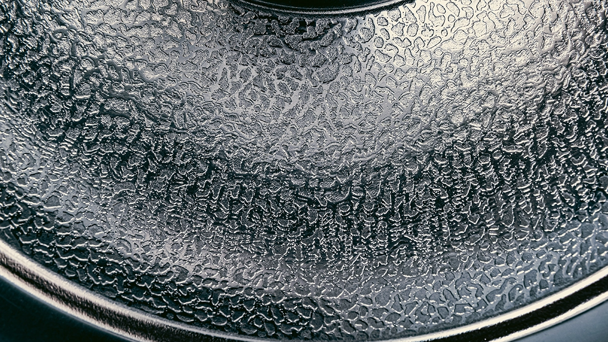 Close-up of a milled surface showing machining marks
